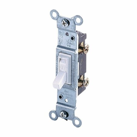 LEVITON Residential Grade 15 Amp Toggle Single Pole Switch, White 1451WCP
